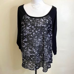 Torrid Black & White Geometric Print Blouse Shirt